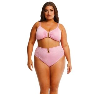 Time and Tru Women's Plus 3X U-Wire Bralette Bikini Top and Bottom Pink Swimsuit